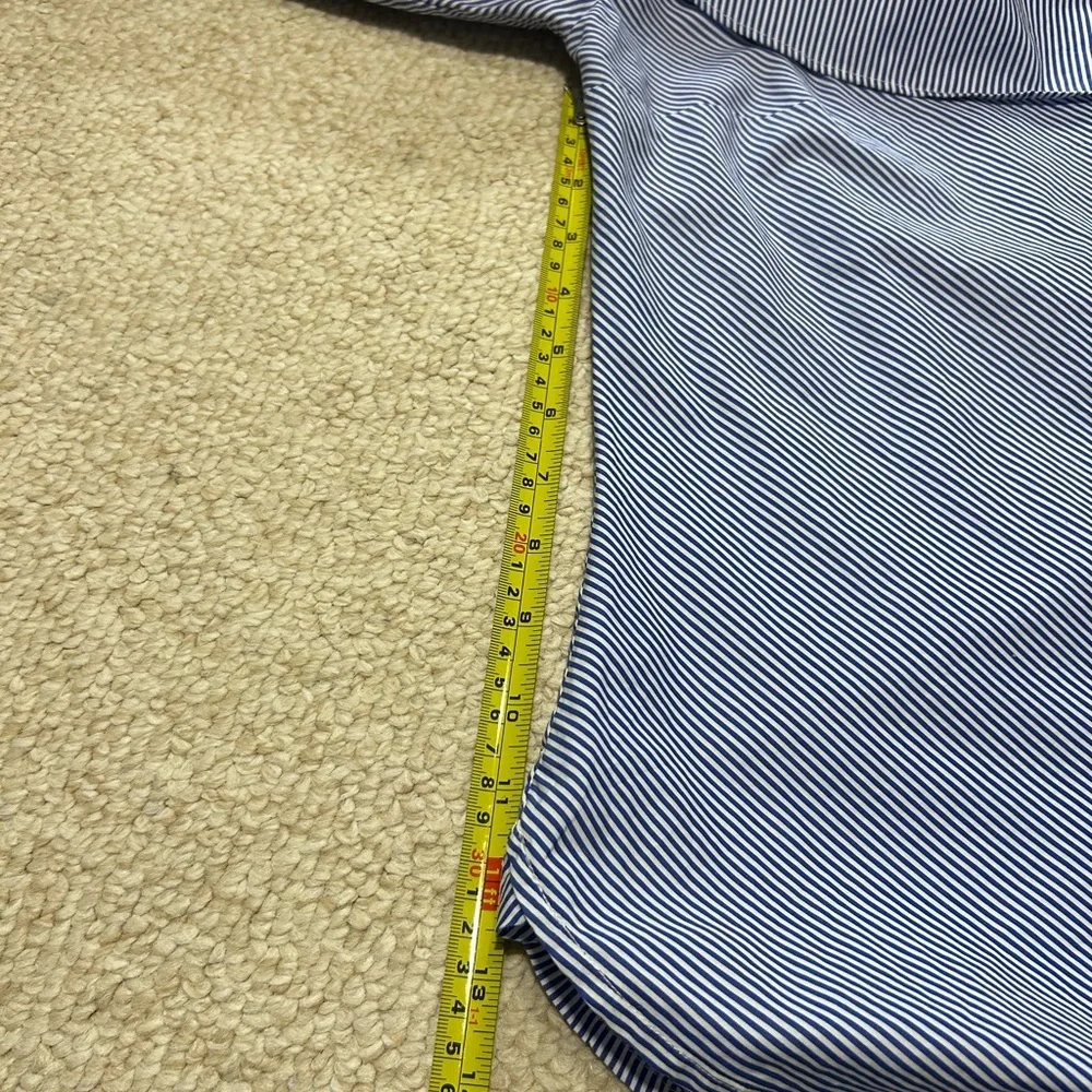 Lauren Ralph Lauren LRL Ruffle Collar Blue Striped Off-Shoulder Top Size 10. - Picture 5 of 12